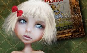 5x7 Circus Art Print Valetto Little Ringmaster Girl and Black Cat Small  Sized Giclee Print by Artist Jessica Grundy