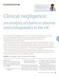 Pdf Clinical Negligence An Analysis Of Claims In Trauma