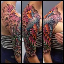 Tattoo By Mark Stewart Of Four Aces Tattoo In Aldinga Beach South Australia Custom Drawn Phoenix Bird Done I Phoenix Tattoo Sleeve Phoenix Tattoo Arm Tattoos