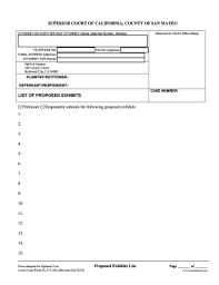 This legal form lists the exhibits that will be presented by the petitioner or defense during a trial. Exhibit List Template Word Fill Out And Sign Printable Pdf Template Signnow