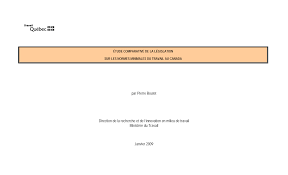 Https Www Travail Gouv Qc Ca Fileadmin Fichiers Documents Normes Travail Analyses Etudecomparativeca 2009 Pdf