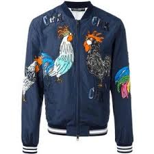Dolce Gabbana Rooster Patch Bomber Jacket Blue Jacket Men Bomber Jacket Dolce And Gabbana Man