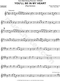 Phil Collins You Ll Be In My Heart Pop Version Sheet Music Violin Solo In G Major Download Print Sheet Music Saxophone Sheet Music Cello Music