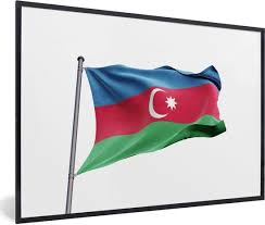 In het midden zijn een witte halve maan en achtpuntige ster. Bol Com Foto In Lijst Kleurrijke Vlag Van Azerbeidzjan Op Een Witte Achtergrond Fotolijst