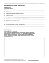 Some of the worksheets for this concept are work brainstorming, pollution and conservation reading, g4 u6 l3 lesson 3 pollution the suspect, water pollution lesson 3, informational passages rc, lesson 1. What Causes Water Pollution Earth Science Printable 6th 12th Grade Teachervision