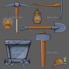 Cartoon Mining Set Coal Mining Mining Equipment Mining Games