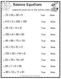 Worksheet Balance Equations Compare The Sum For Each Set Then Circle If The Equation Is True Or Fals Balancing Equations Equations Subtraction Third Grade