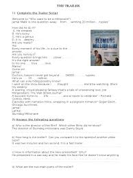 This page has been downloaded from. Trailer Of Slumdog Millionaire Worksheet
