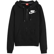 Black And Grey Nike Hoodie Nike Rally Fz Cotton Blend Jersey Hooded Sweatshirt 72 Liked On Polyvore Featuring Tops Hoodies Black Black Nike Jacket Hooded Sweatshirts Black Nikes