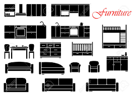 Vanjava furniture bandung hadir untuk memenuhi kebutuhan tersebut sofa dan kursi kami tidak perlu bahan dasar kitchen set. Assorted Silhouette Home Furniture With Chair Bed Table Kitchen Royalty Free Cliparts Vectors And Stock Illustration Image 35320890