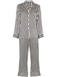 Black And White Striped Silk Pajamas Olivia Von Halle Lila Striped Pyjama Set In 2020 Striped Pyjamas Silk Pajama Set Pajama Set