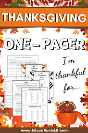 Thanksgiving Lesson Plans For High School One Pager Activity Thanksgiving Lesson Plans Thanksgiving Lessons High School English Lesson Plans