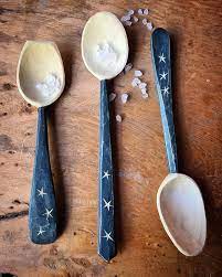 phoenixcreationstas maple salt spoons with a little starlight included made from a small limb not much over an inch wooden spoon carving wood spoon carving