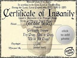 Certificate Of Insanity Printable Halloween Labels Asylum Halloween Halloween Props