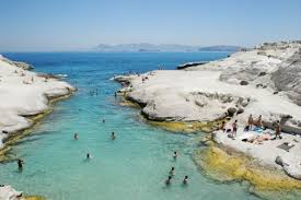 Sarakiniko is a beach on milos island, greece, situated on the north shore of the island. Milos Sarakiniko Beach Photos Map Hotels Greeka