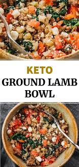 This Is A Healthy Ground Lamb Bowl Perfect For Keto And Low Carb Diets With Spinach Feta Cheese Tomatoe Ground Lamb Recipes Ground Lamb Lamb And Rice Recipe