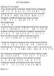 Not Angka Lagu Dua Balerina - Sherina feat. Ucy Nurul - Not Angka