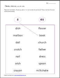 Plurals Choose S Or Es Plurals English Worksheets For Kindergarten Homeschool Learning