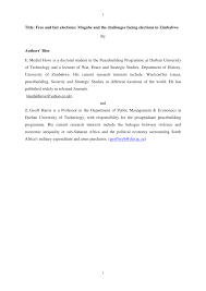 Pdf Free And Fair Elections Mugabe And The Challenges Facing Elections In Zimbabwe