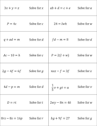 Solving Literal Equations Connect 4 Activity Literal Equations Equations Worksheet Template