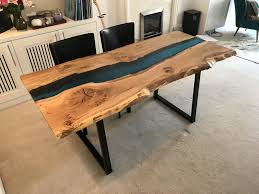 Scottish Oak Resin River Dining Table On Black Powder Coated Legs Rustic Wood Furniture Wood Table Wood Dining Table