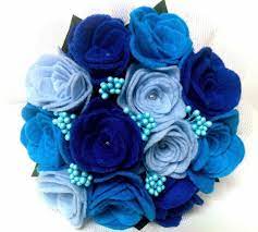 Ramo De Fieltro Mini Ramo En Tonos Azules Bodas Y Princesas Ramo De Flores De Fieltro Decoraciones De Boda De Papel Fieltro