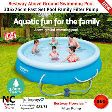 Bestway Above Ground Swimming Pool 305x76cm Fast Set Pool Family Filter Pump Swimming Pools Above Ground Swimming Pools Bestway