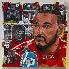 Sir Lewis Hamilton (Ferrari Version) Mixed Media