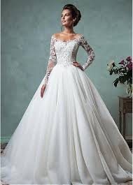 Romantic Tulle Off The Shoulder Neckline A Line Wedding Dresses With Lace Appliques In 2020 Disney Wedding Dresses Ball Gowns Wedding 2016 Wedding Dresses
