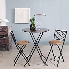 Amazon Com Framodo 3 Piece Folding Counter Height Pub Dining Table Set No Assembly Round High Brea Dining Room Table Set Bar Table Sets Dining Table Setting