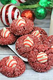 My soft and sweet sugar cookie with a twist of red and topped with a chocolate hershey kiss!!! Christmas Peanut Butter Blossom Cookies Christmas Version Princess Pinky Girl