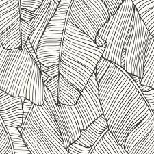 Pink flamingos hibiscus, monstera, banana leaf tropic summer seamless pattern. Leaf Outline Abstract Wallpaper White And Black R4691 Etsy Leaf Outline Abstract Wallpaper Palm Leaf Wallpaper