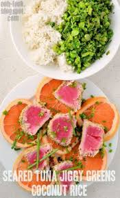 Jamie Oliver S 15 Minute Meals Seared Tuna Jiggy Greens And Coconut Rice Einfache Gerichte Rezepte Und Ideen Furs Essen