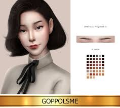 Goppols Me Gpme Gold F Eyebrows G1 45 Swatches Download Sims 4 Cc Makeup Sims 4 Game Sims 4 Cc Skin
