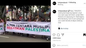 Demo palestina di bandung hari ini. Video Aksi Unjuk Rasa Di Bandung Kirim Tentara Muslim Bebaskan Palestina Berita Hits