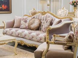 Nanette pattern china tea cups and saucers, french fleur de lis pattern in green and gold on white. Casa Padrino Luxury Baroque Living Room Sofa Pink White Gold 228 X 88 X H 108 Cm Noble Living Room Sofa With Flower Pattern And Decorative Pillows Baroque Living Room Furniture