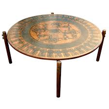 Stamped Copper Egyptian Themed Coffee Table Norway 1960 Norwegian Furniture Table Furniture