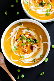 Sweet Potato Coconut Soup Vegan Gluten Free Emilie Eats Recipe Sweet Potato Soup Coconut Soup Sweet Potato Soup Recipes