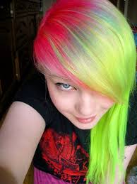 If your hair has blue residue, you should apply the strongest shades of pink, even fuchsia. Neon Green Hair