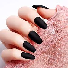 Acrylic nails are beautiful while they re on but they can be a pain to remove. Amazon Com Liarty 24pcs Coffin Fake Nails Kit Solid Matte Black Full Coverage Medium Long False Nail Tips Black Beauty