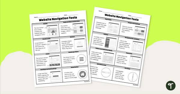 Website Navigation Tools Cheat Sheet | Teach Starter