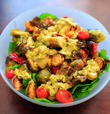 Especially when topped with delicious. Leftover Veggie Salad Roasted Vegetables On Spinach With Avocado Dressing