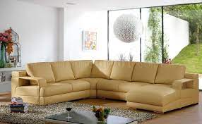 Leather sofas are a timeless piece of furniture that can stand up to wear and tear. Beige Leather Modern Sectional Sofa W Metal Legs