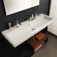 Trough Ceramic Wall Mounted Or Drop In Sink Wall Mounted Bathroom Sinks Master Bathroom Sinks Rectangular Sink