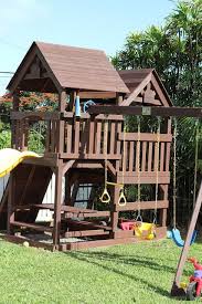 Diy Wood Staining A Kids Swing Set Livin The Mommy Life Swing Sets For Kids Swing Set Kids Swing