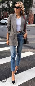 How To Wear A Blazer With Jeans And Heels Casual Style Addict Blazer Top Bag Skinny Jeans Heels Casual Outfits Fashion Perfect Fall Outfit