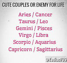When aries and capricorn come together in a love match, they must work hard to maintain their mutual energy. Cute Couples Or Enemy For Life Zodiac Signs Aries Taurus Gemini Cancer Leo Virgo Libra Scorpio Sagitt Zodiac Signs Cancer Quotes Zodiac Zodiac Quotes