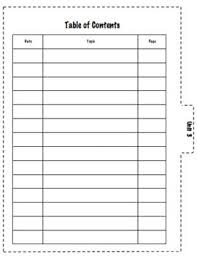 Table Of Contents Pages For Interactive Notebooks Per Unit With Tabs Editable Interactive Notebooks Table Of Contents Page Content Page