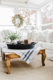 A Farmhouse Style Coffee Table In The Sunroom Coffee Table Farmhouse Farmhouse Style Coffee Table Coffee Table