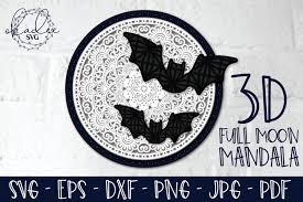 Download 3d Full Moon Mandala Svg Layered Halloween Svg 3d Bat Dxf 930528 Paper Cutting Design Bundles
